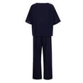 thumbnail image 6 of BYHONG Womens Summer Solid Color Casual Pants for Women Linen Short Sleeve Round Neck Loose Wide Leg Pants Suit Womens Pant Suits Blue S, 6 of 9