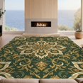 thumbnail image 2 of Design&I 9'x12' Washable Area Rug Sleek Flatweave Pet Friendly Round Faded Circle Ornamental Scrolled Traditional Dining Table for Master Suite, Under Bed, 2 of 7