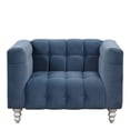 thumbnail image 5 of 42" Fluff Sofa Chair, Modern Luxury Upholstered Buttoned Tufted Sofa Couch with Solid Wood Legs, Vintage Tufted Couches for Living Room, Bedroom, Office, Apartment, Blue, 5 of 9