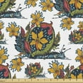 thumbnail image 1 of Snail Fabric by the Yard Upholstery, Autumn Nature Inspired Ethnic Cartoon Flowers Leaves Filled Ornamented Insects, Decorative Fabric for DIY and Home Accents, White Multicolor by Ambesonne, 1 of 5