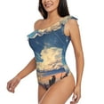 thumbnail image 3 of Picia Western Desert Cloud Cowboy Pattern Women's One Piece Swimsuits,One Shoulder Swimwear Asymmetric ,Ruffle Monokinis Bathing Suits,High Waisted Flattering Bathing Suits-Large, 3 of 8