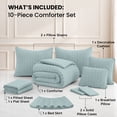 thumbnail image 3 of Lux Decor 10-Piece Queen Comforter Set with Sheets — Complete Bed in a Bag with Bed Skirt & Accent Pillows Included, 280 GSM Cooling Seersucker, OEKO-TEX Certified All-Season Bedding Set, Aqua Blue, 3 of 8