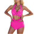 thumbnail image 5 of Jjayotai Womens High Waisted Bikini Sets Clearance, Sexy Halter Push Up Two Piece Swimsuits, Criss Cross High Cut Bathing Suits Hot Pink S, 5 of 6
