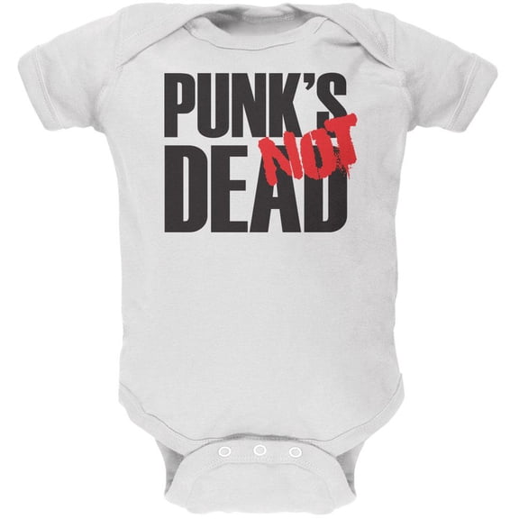 Punk's NOT Dead V1 White Soft Baby One Piece - 9-12 months