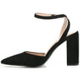 thumbnail image 3 of Journee Womens Tyyra Buckle High Block Heel Pointed Toe Pumps, Widths Available, 3 of 9