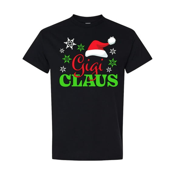 Inktastic Gigi Claus with Christmas Santa Hat and Snowflakes T-Shirt