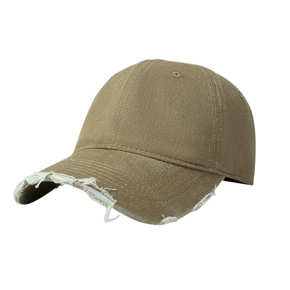 KALE Baseball Cap Washed Distressed Retro Solid Color Khaki