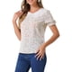 thumbnail image 4 of INSPIRAR CHIC Blusa Floral de Manga Corta con Cuello Peter Pan y Volantes para Mujeres M Blanca, 4 of 6