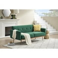 thumbnail image 2 of Accent Sofa,Modern Upholstered Sofa Couch with Golden Metal Legs and 2 Pillows,Velvet Loveseat Sofa for Living Room Office Apartment,Green, 2 of 7
