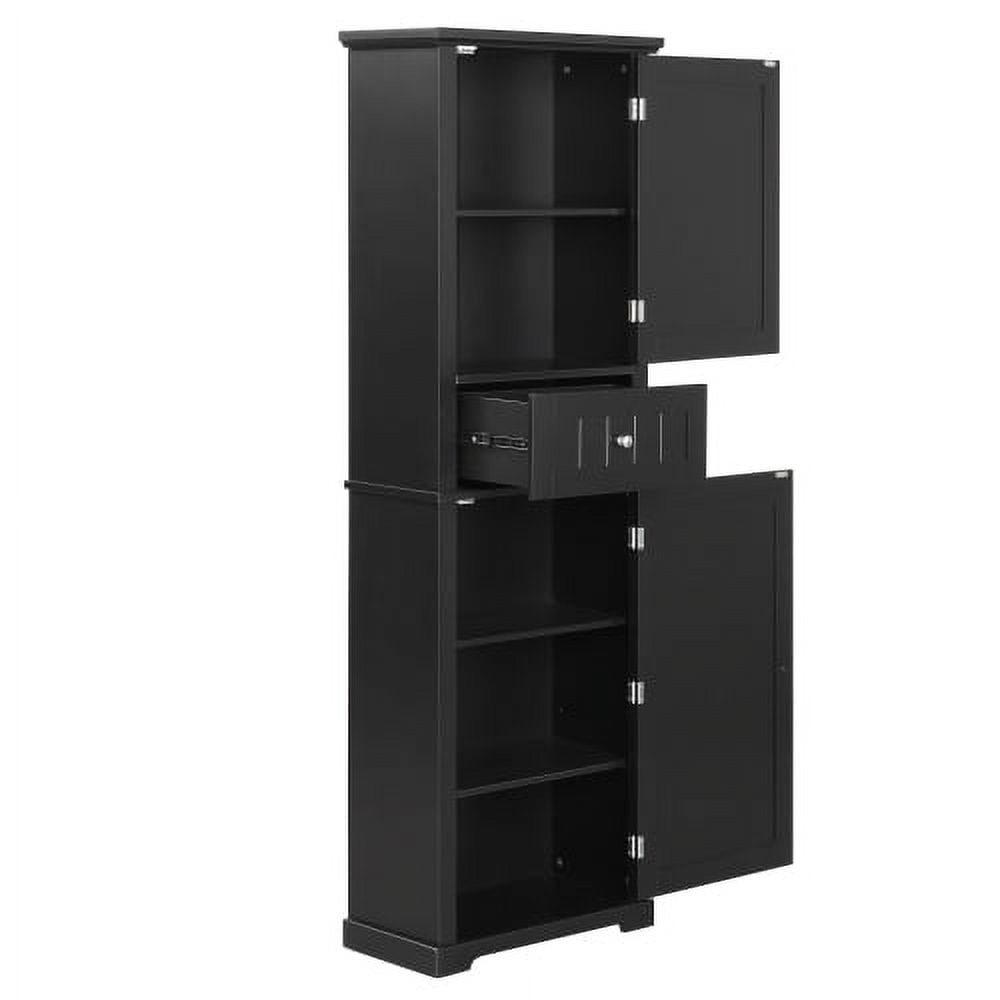 Tall Bathroom Storage Cabinet, 67.3 inch Freestanding Organizers Cabinet with Drawer and Adjustable Shelf for Bathroom, Living Room, Kitchen, Pantry, Black