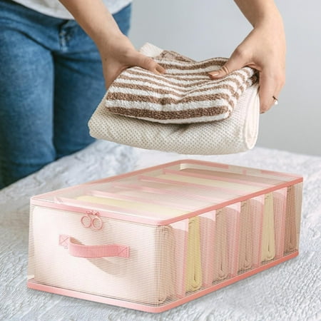 JASKFLY Storage Bag – Compartment Organizer for Clothes and Bedding Foldable Drawer Box with Clear Visibility Home Closet 12.6 x 7.9 x 4.7 in (Pink) JASKFLY Storage Bag – Compartment Organizer for Clothes and Bedding Foldable Drawer Box with Clear Visibility Home Closet 12.6 x 7.9 x 4.7 in (Pink)