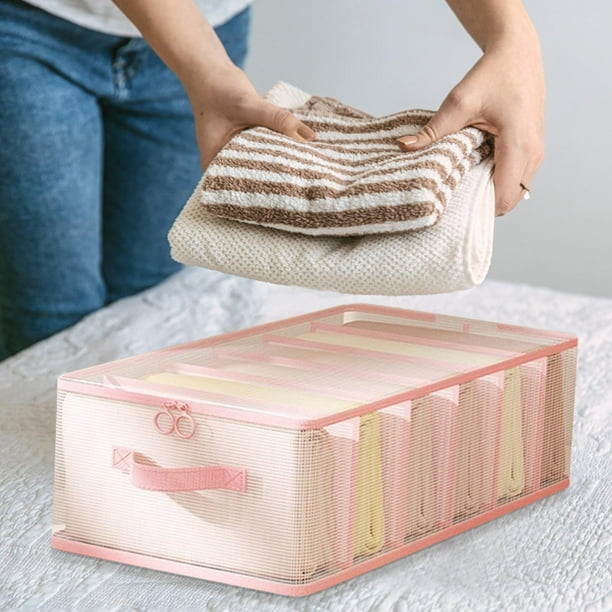 Bolsa Organizadora De Almacenamiento Con Seis Compartimentos Para Ropa, Ideal Para Cajones O Cualquier Espacio Del Hogar, Color Rosa
