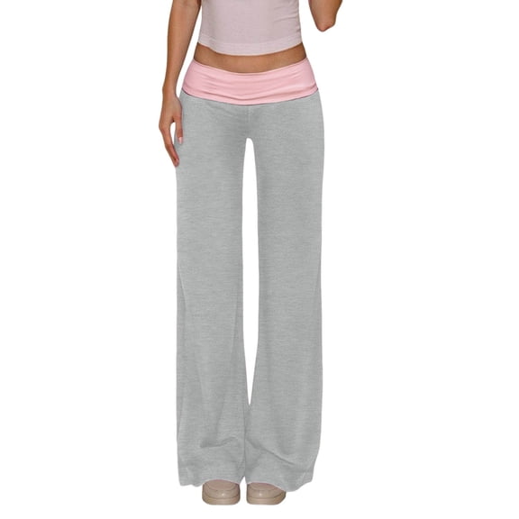 Bibifish Womens Athletic Pants Low Rise Color Block Wide Leg Everyday Summer Winter Training Pants