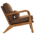 thumbnail image 4 of QXDRAGON Modern Arm Chair Linen Fabric Upholstered Comfy Reading Accent Chair with Solid Wood Frame, Brown, 4 of 9