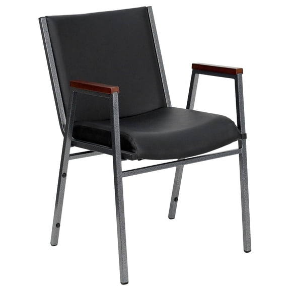 Bowery Hill Upholstered Stacking Chair in Black Vinyl
