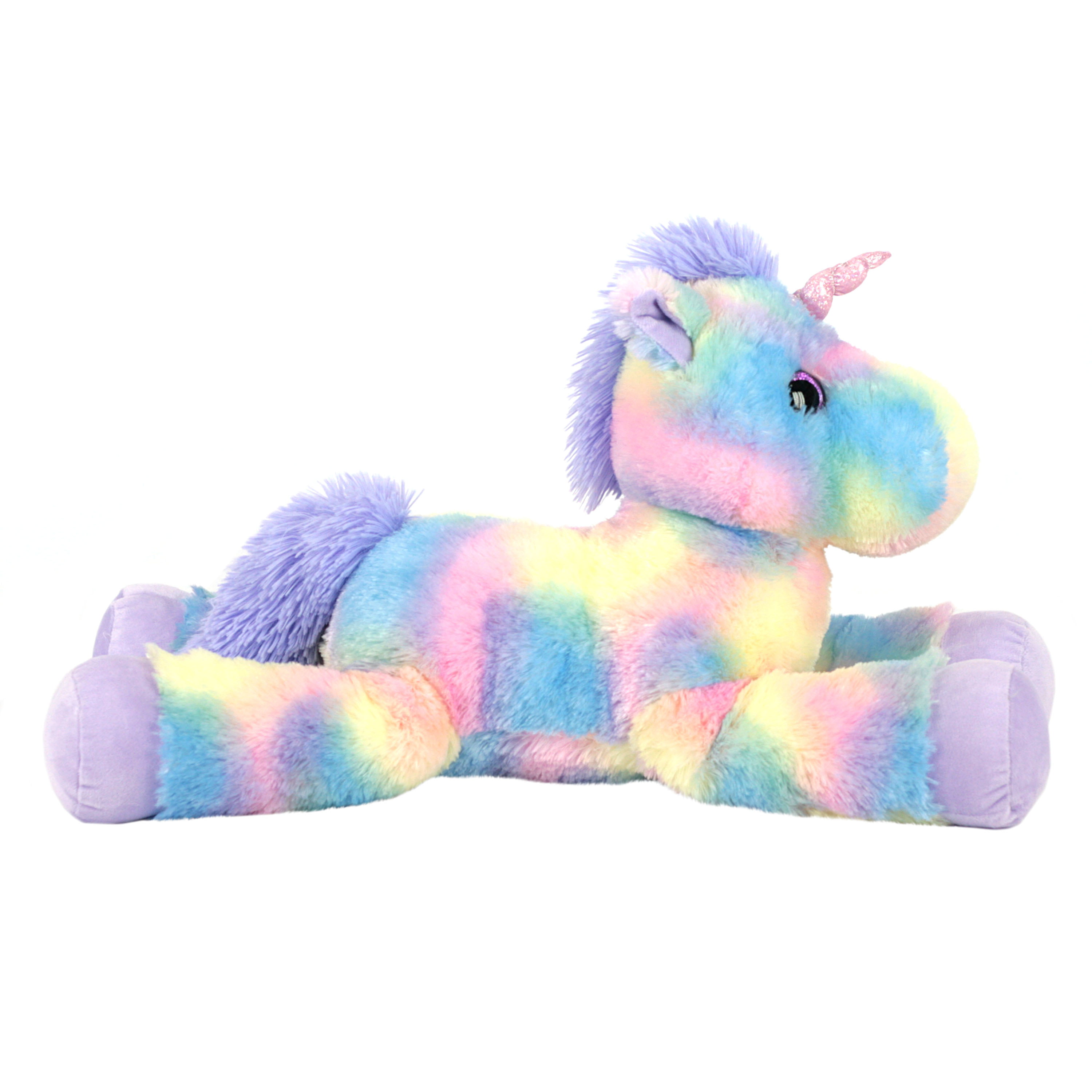 Holiday Time Lying Rainbow Plush Unicorn 23 inches Lying Down 