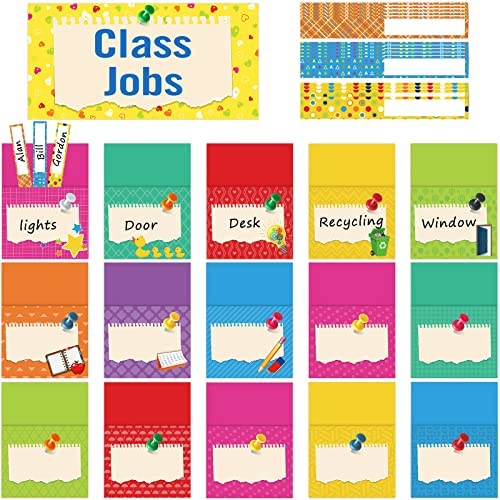 75 Pieces Class Jobs Bulletin Board Colorful Class Jobs Pocket Chart