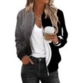 thumbnail image 2 of Bovemsi Bomber Jackets for Women Jacket 2025 Causal Zip Up Coats Long Sleeve Stand Collar Fall Lightweight Outerwear Tops Light Jackets, 2 of 6