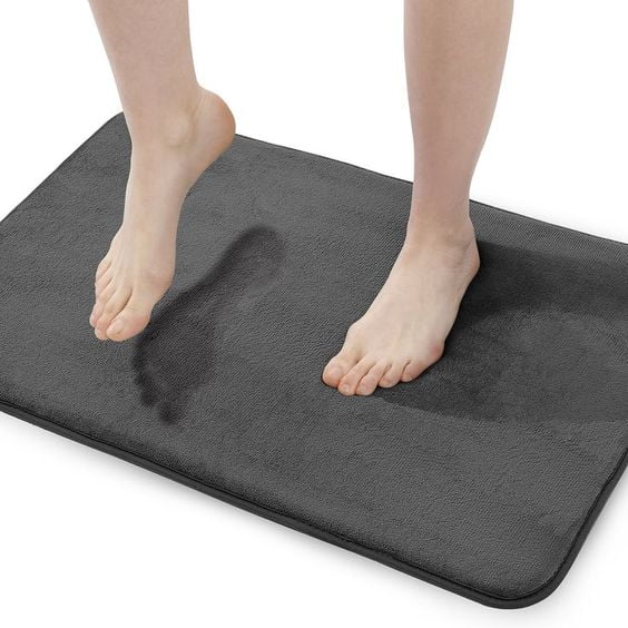 Walensee Memory Foam Bath Rug, 24'x36', Dark Grey, Non Slip Bathroom Mat, Machine Wash