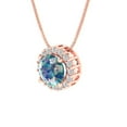 thumbnail image 2 of 1.16 cctw Blue Moissanite Rose Gold Plated Pendant with 18" Box Chain (6.5mm, Round Cut), 2 of 6