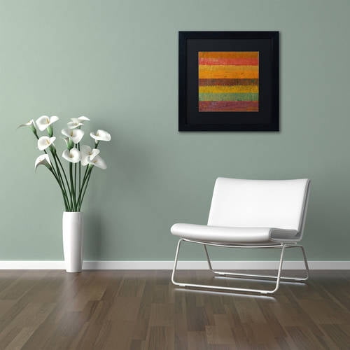 Trademark Fine Art "Orange Line" Canvas Art by Michelle Calkins, Black Matte, Black Frame