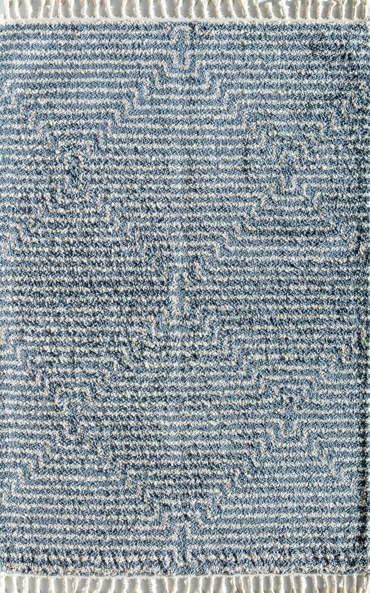 Rugs America BT20C Mellow Whisper Stripe/Diamond Modern Blue Area Rug, 2'6" x 4'
