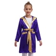 thumbnail image 2 of Moggemol Kids Girls Boys Boxer Clothes Boxing Robe And Print Shorts Gloves Set For Mma Kickboxing Purple 8, 2 of 7