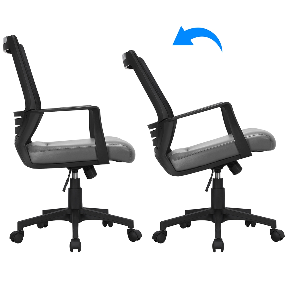 SMILE MART Adjustable Midback Ergonomic Mesh Swivel Office Chair with Lumbar Support, Gray Seat - image 7 of 12
