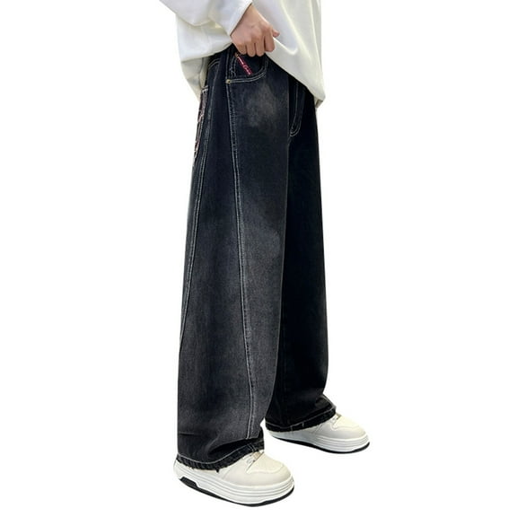XIYON Jeans For Boys Straight Leg Loose Fit Trousers For Big Kids Comfortable And Stylish Jeans With Pockets 5-6 Years