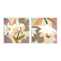 Stupell Industries Modern Geometric Orchids Botanical & Floral Painting Unframed Art Print Wall Art, 12 x 12, Set of 2
