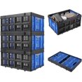 thumbnail image 1 of Bingirl Collapsible 14.5 - Gallon Stackable Heavy - Duty Plastic Storage Crate with Handle, 55 Lb Capacity, Foldable Bin for Home, Office, Farm - Blue, 1 of 7
