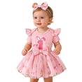 thumbnail image 2 of Baby Girl Easter Outfit,My First Mothers Day Baby Girl Outfit 1st Letter Romper Floral Tutu Skirt 0-18 Month Girl Baby Dress Bunny Print Summer Outfit(Pink,6_9 Months), 2 of 8