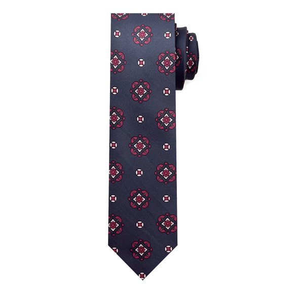 Jacob Alexander Men's Diamond Bloom Pattern 2.5 inch Slim Width Neck Tie - Navy Blue