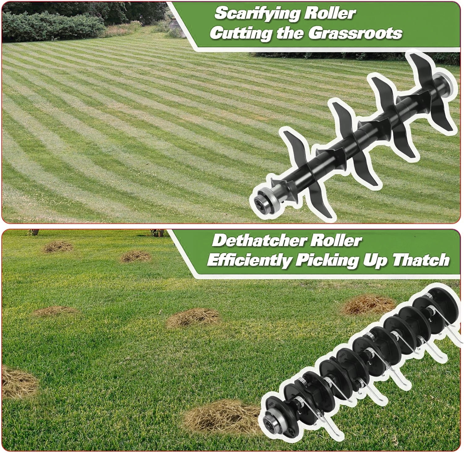 ANLIBATT Dethatcher 2in1 16" Corded Electric Scarifier 15-Amp Depth Adjustment 14.5-Gallon Collection Bag Adjustable Handle Lawn Grass Thatching Rake
