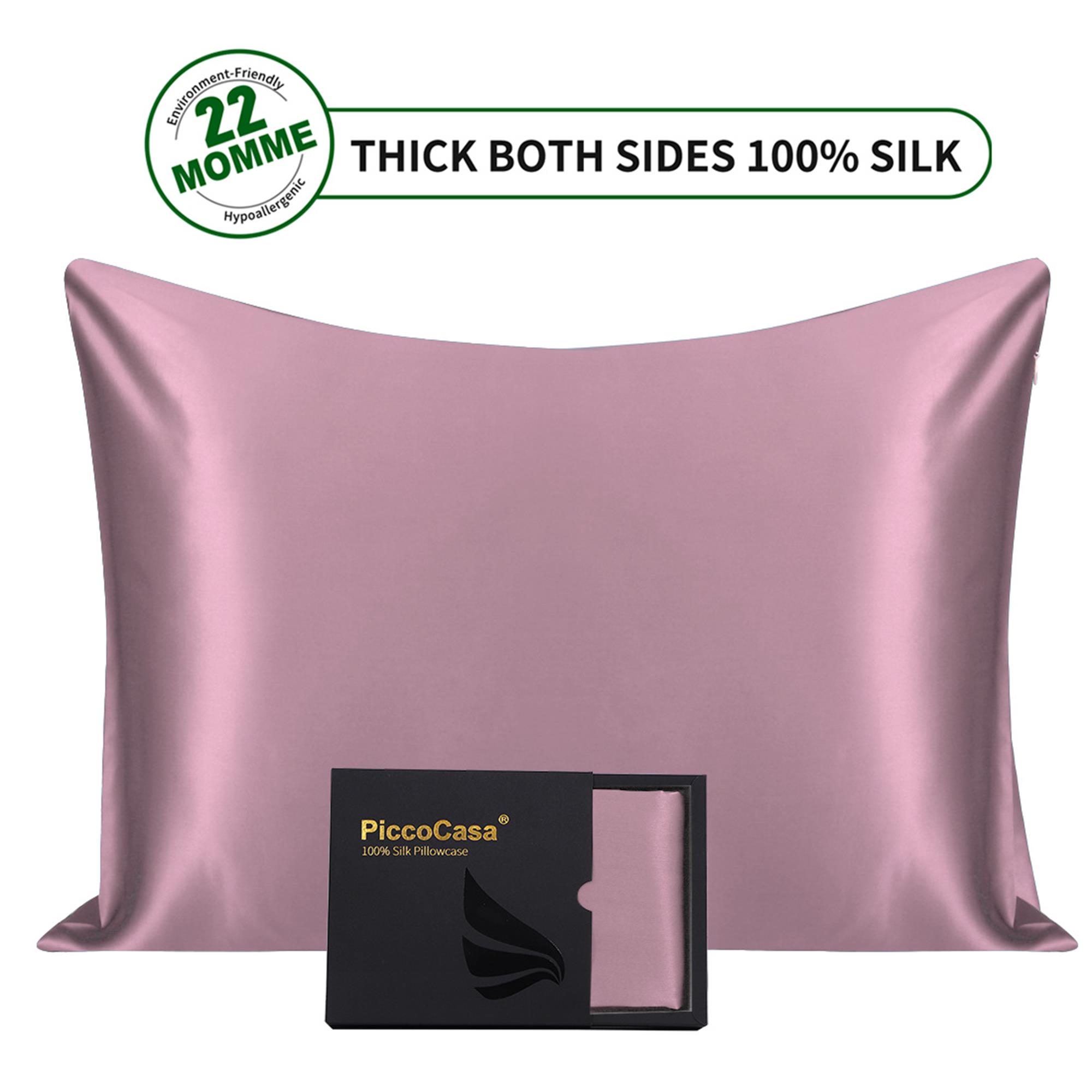 PiccoCasa 100 Natural Silk Breathable Pillowcase Covers for Hair and