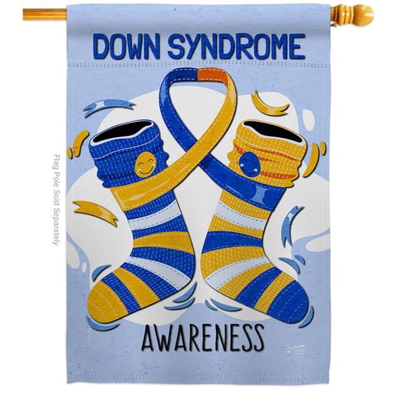 Angeleno Heritage H137423-BO Down Syndrome Support Awareness 28 x 40 in. Double-Sided Decorative Vertical House Flags for Decoration Banner Garden Yard Gift
