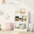 thumbnail image 2 of Yoneston Kids 3-Tier Bookcase with Wood Rails, Children's Standing Display Bookshelf for Playroom, Bedroom, Nursery, White, 2 of 16