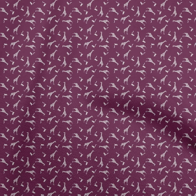 oneOone Cotton Poplin Purple Fabric Giraffe Craft Projects Decor Fabric Printed By The Yard 42 Inch Wide