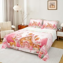 Castle Fairy 4-Piece Queen Sheet Set - Gingerbread Man Deer Snowflakes