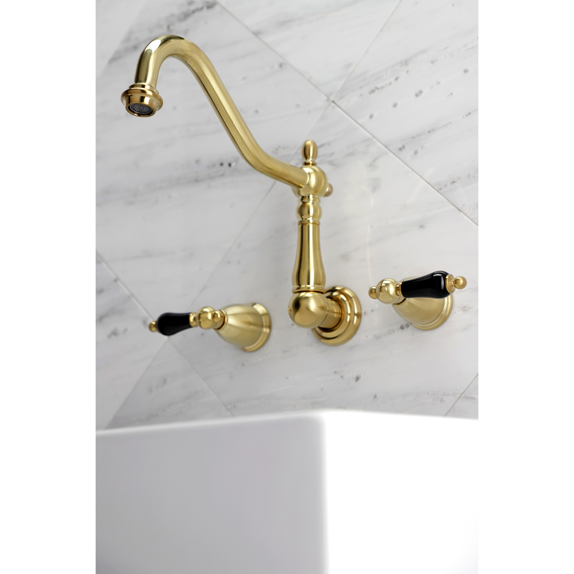 Kingston Brass KS1027PKL Duchess Two-Handle Wall Mount Roman Tub Faucet, Brushed Brass