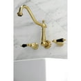 thumbnail image 2 of Kingston Brass KS1027PKL Duchess Two-Handle Wall Mount Roman Tub Faucet, Brushed Brass, 2 of 8