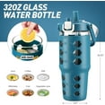 thumbnail image 3 of 32 oz Glass Tumbler with Straw,Glass Water Bottles with Time Marker,Iced Coffee Cup with Silicone Sleeve,Motivational Drinking Bottles,Leakproof-Steel Blue, 3 of 7