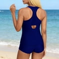thumbnail image 5 of YTCAMLO 3 Piece Womens Swimsuits Modest Bathing Suits Casual Cross Back Tank Top and High Waist Shorts, Solid Color Quick Dry Swimwear, Blue XXL, 5 of 7