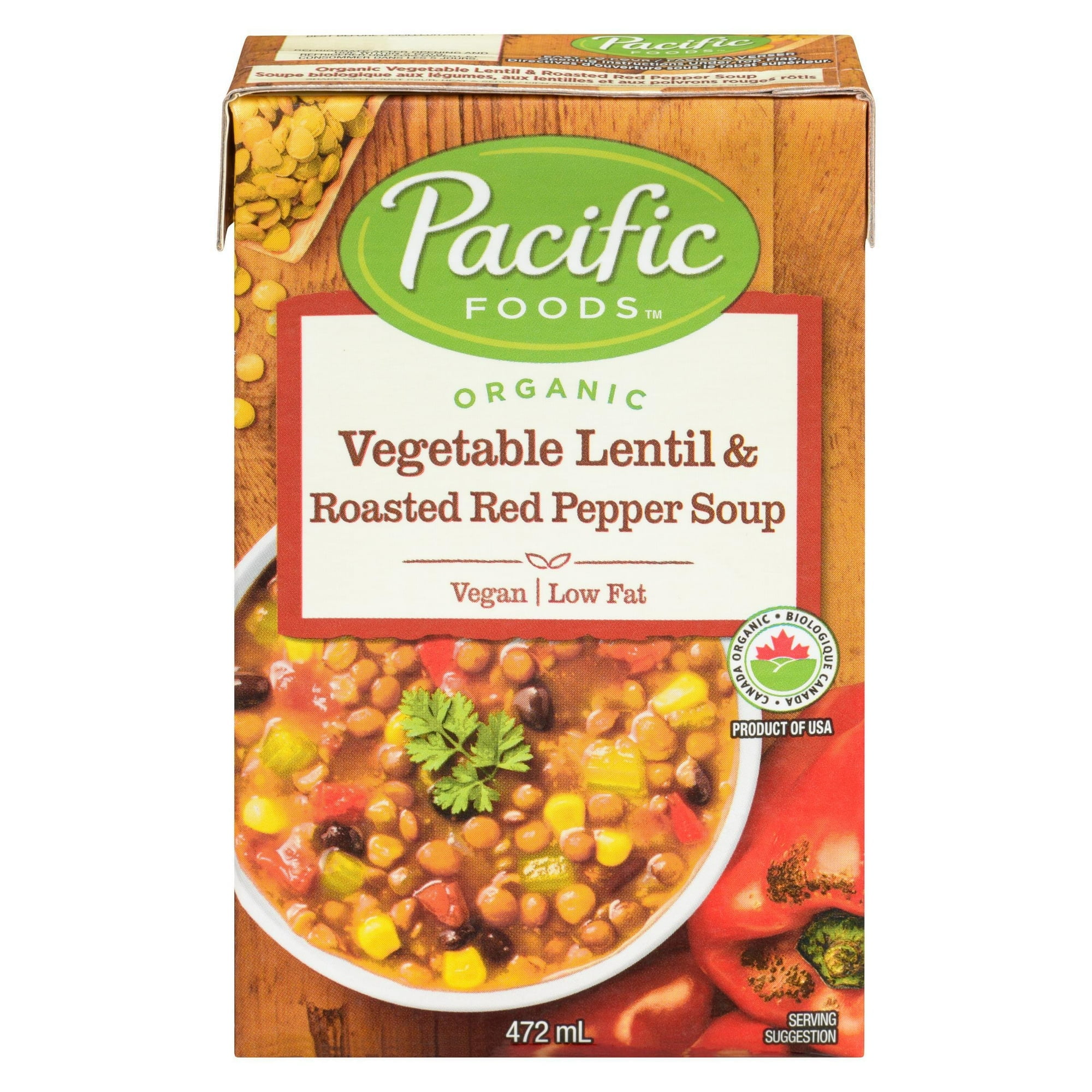 Pacific Foods Soupe Legumes Lentilles Poivrons Rouges