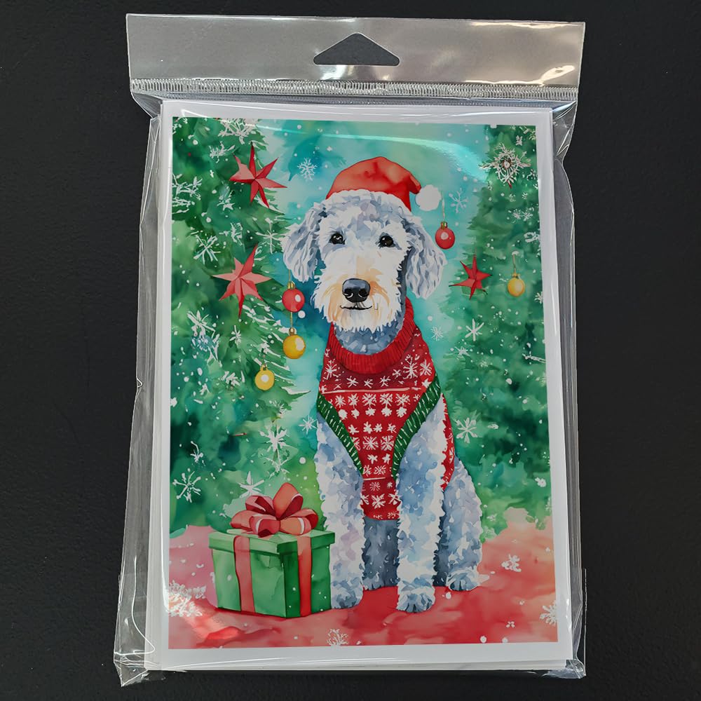 Bedlington Terrier Christmas Greeting Cards Pack of 8 7 in x 5 in