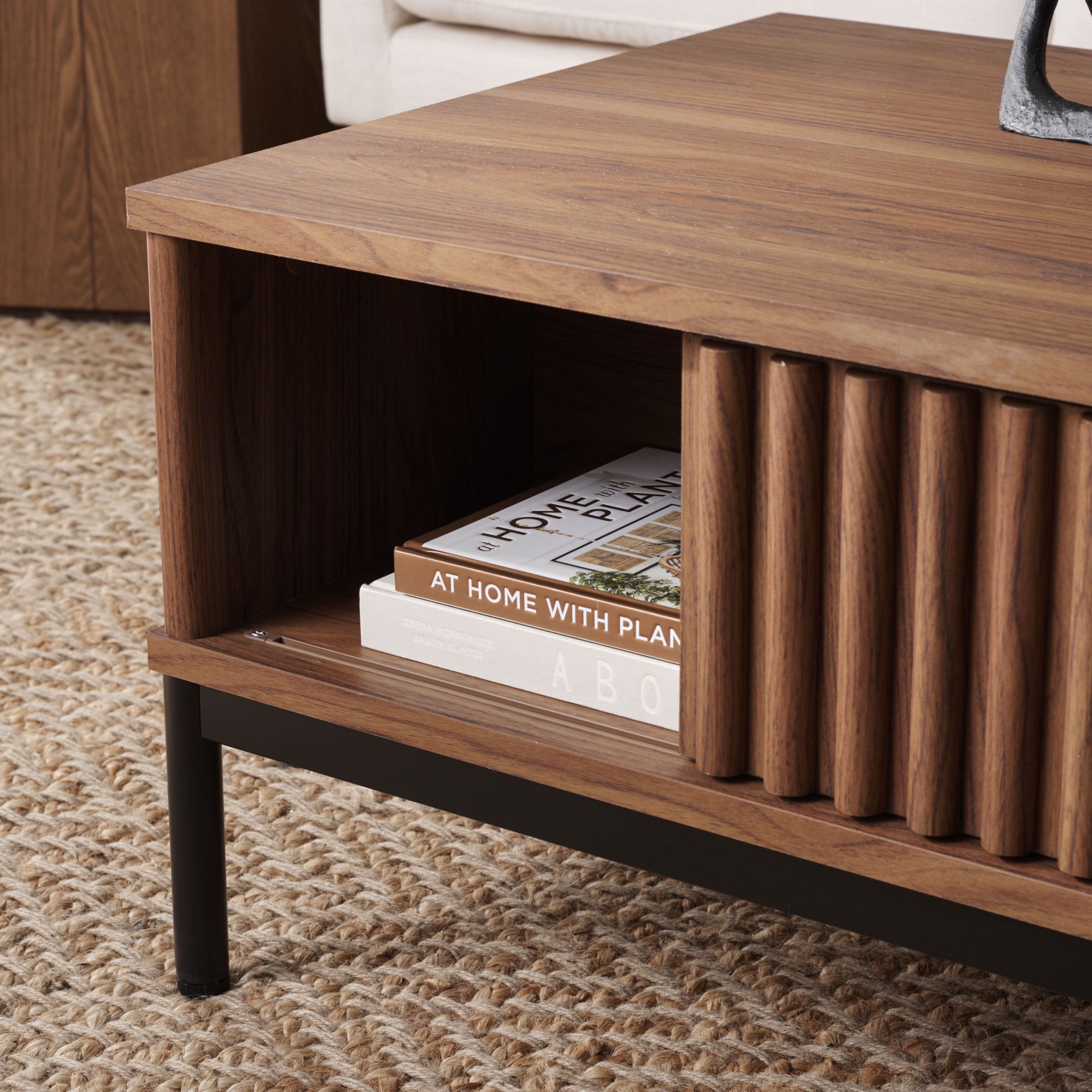 SAFAVIEH Lylia Contemporary 2 Door Wood Coffee Table, Walnut/Black
