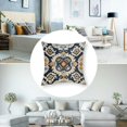 thumbnail image 5 of Navy Blue Yellow Grey Pillow Covers  Boho Carpet Pattern Rustic Decorative Throw Pillows Outdoor PillowCase Vintage Floral Farmhouse Square Linen Cushion Case Decor for Sofa Couch Bed, 5 of 7