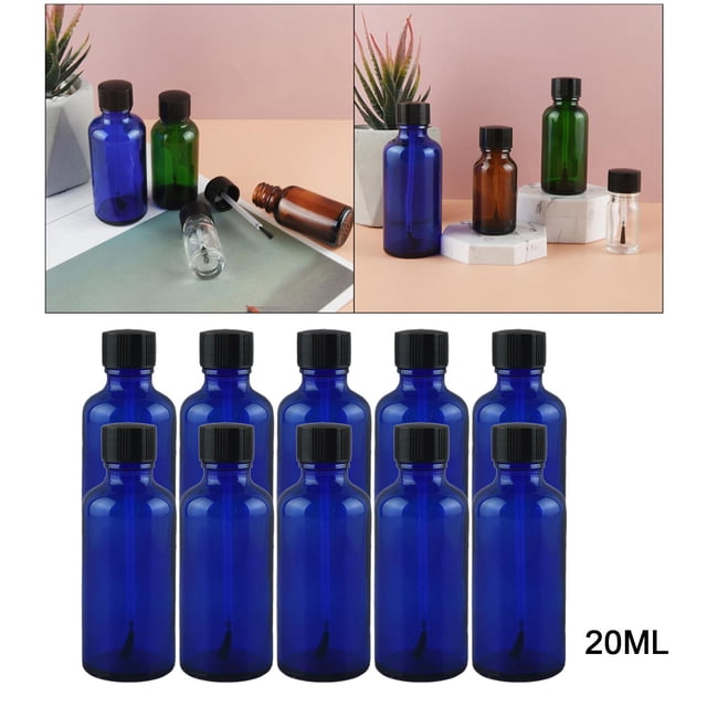 , 10 Botellas de Plástico para de Uñas, 10 Mililitros, Envases de de Uñas, Frascos Recargables con Tapas de Cepillo - Azul 20ml Yinane Envases de esmalte de uñas