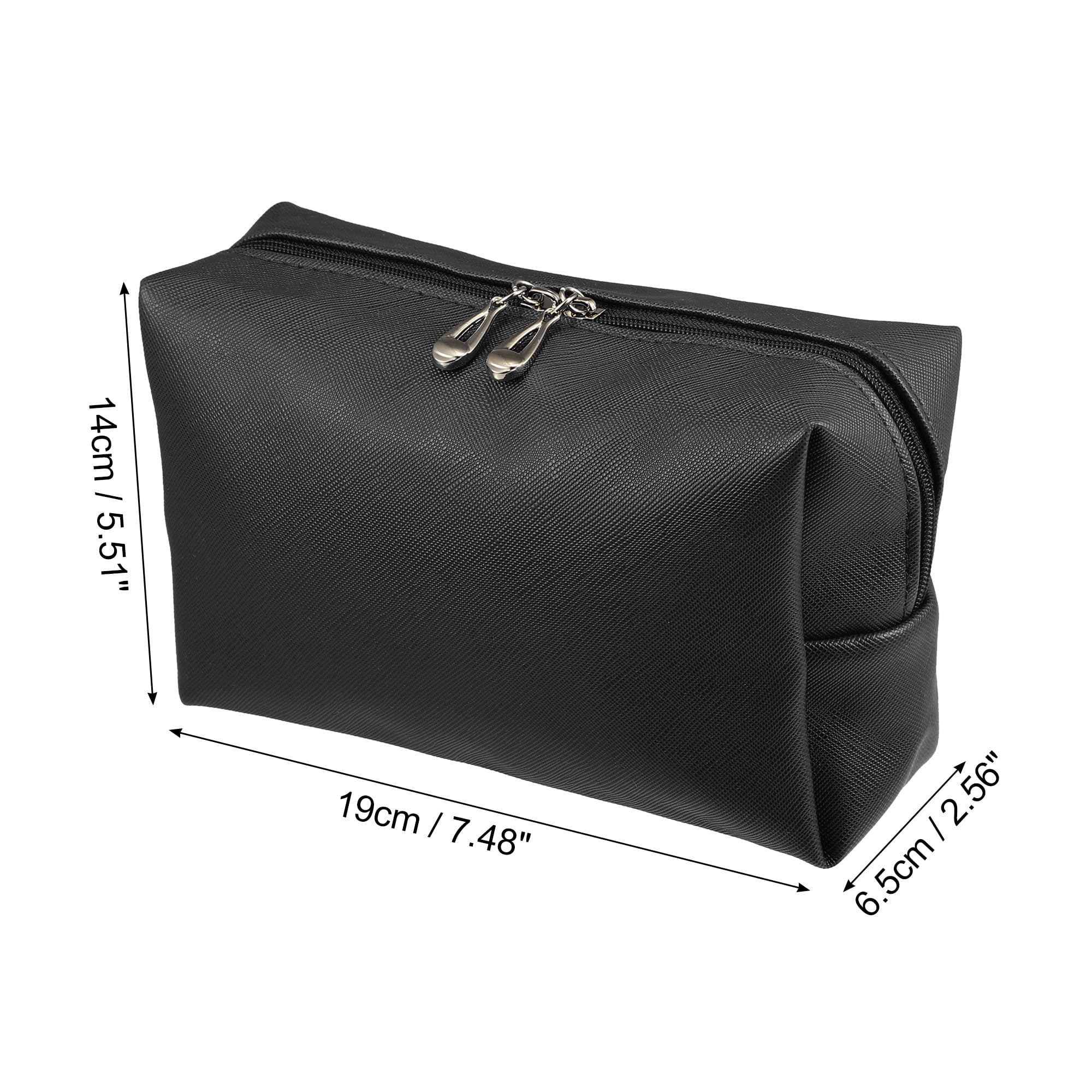 Unique Bargains Floral Makeup Bag Zipper Flower Cosmetic Pouch Black
