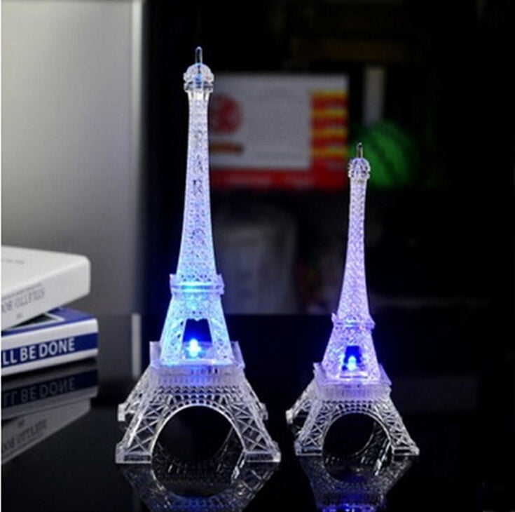 Eiffel Tower Replica 5" LED Light Flashes Colored Lights when "On" Plastic 